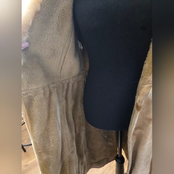 Long Vintage Suede Jacket Faux Fur Collar - Picture 11 of 16